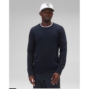 Reigning Champ Mens Midweight Terry Slim Crewneck Sweatshirt Navy Blue Sz S